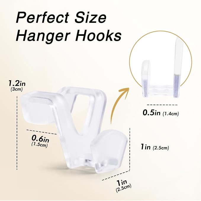 HOUSE DAY Space Saving Hangers 100 Pack, Clear Hanger Connector Hooks | Heavy Duty Hangers Space Saver, Premium College Dorm Room Essentials, Closet Organizers and Storage - Image 8