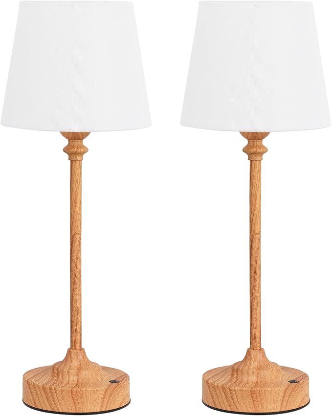 Kakanuo Cordless Table Lamps Rechargeable Set - 2 Pack Wooden 4000mAH Battery Operated Lamps for Decor, 3000K Stepless Dimming Touch Control Wireless Lamps for Bedroom, Dining Table - Image 7
