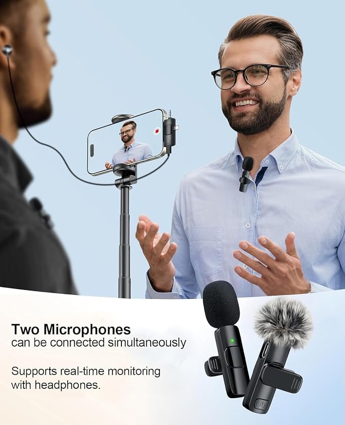 MENERESAS 3-in-1 Mini Microphone for iPhone: Wireless Lavalier Microphones for iOS/Android/Camera - Noise Reduction Lapel Mic, Clip on Mic for Video Recording Vlog, YouTube - Image 7