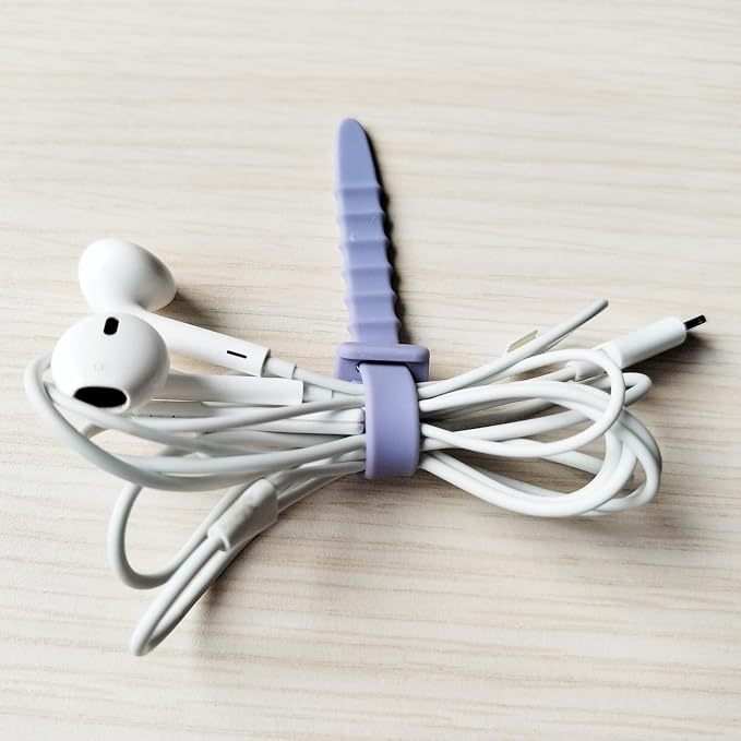 Reusable Silicone Zip Ties Cord Organizer: Silicone Cable Ties Straps for Cable Management - 20PCs 4.5” Pink Elastic Wire Cord Organizer for Home Office and Travel - Image 4