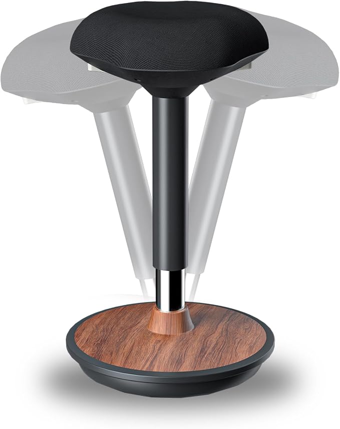 Adult Wobble Stool - Anti-Fatigue Standing Desk Stool with 360° Rocking Non-Slip Curved Base, Height Adjustable 22-32 Inch Standing Chair for Home & Office,Walnut by ERGOCOLLECT