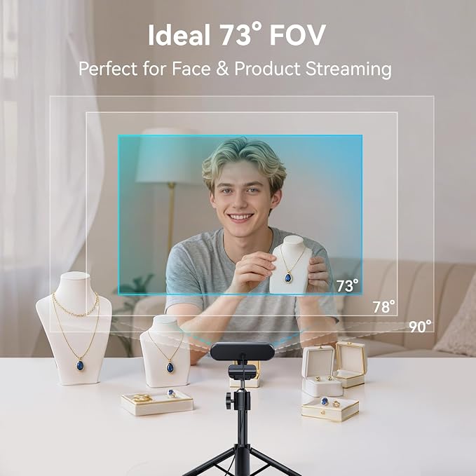EMEET C60E 4K Webcam with Tripod, Streaming Camera with PDAF Autofocus | Dual Microphones, Auto Light Correction, 73° FOV, Plug & Play USB Webcam for Live Streaming, Gaming & Real-Time Interaction - Image 7