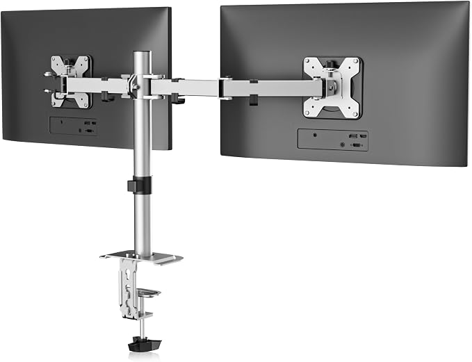 Suptek Dual Monitor Desk Mount, Adjustable Dual Monitor Arm for 2 Monitor Screens up to 38 inch, Extra Tall 15.75" Pole Monitor Stand for Desk, Holds up to 22 lbs,Silver(MD9442MS) by suptek