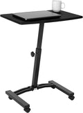 Seville Classics Airlift Mobile Height Adjustable Laptop Stand Computer Workstation for Sitting Classroom Home Office Medical Table w/Wheels, Flat Desk 24", Black by Unknown