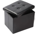 ALASDO Storage Ottoman Footrest Stool Small Ottoman with Storage Foldable Ottoman Leather Foot Rest Footstool Bench for Living Room 17x13x13inches Black by ALASDO