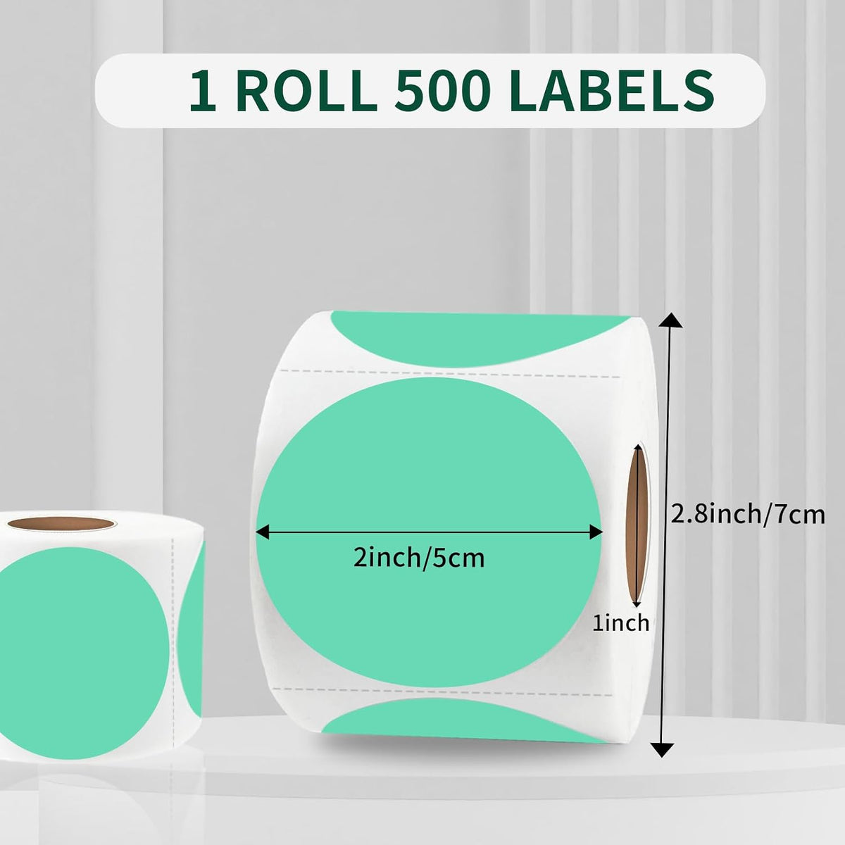 starboling Thermal Labels,2 Inch Cyan Round Thermal Printer Stickers,Self-Adhesive Round Direct Thermal Labels,Thermal Stickers for DIY Logo Design,Name Tag (500/Roll） - Image 2