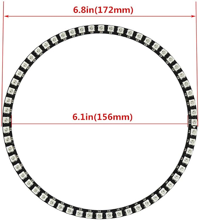 60 LEDs WS2812B 5050 RGB LED Ring Lamp Light Individually Addressable Full Dream Color DC5V with Mini Controller - Image 4