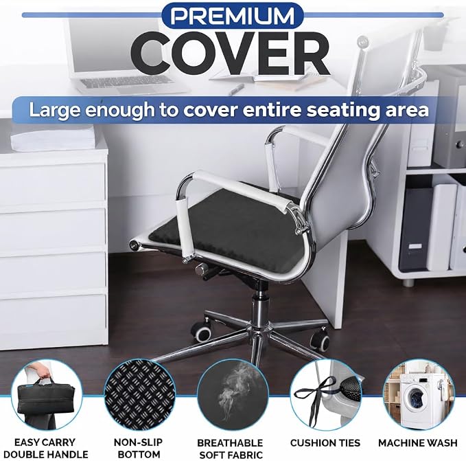 Large Gel Seat Cushion for Long Sitting, Cooling Gel Cushion for Office Chair, Tailbone Sciatica Coccyx Pain Pressure Relief Orthopedic Seat Cushion, Double Handles Non Slip Cover for Car Wheelchair - Image 7