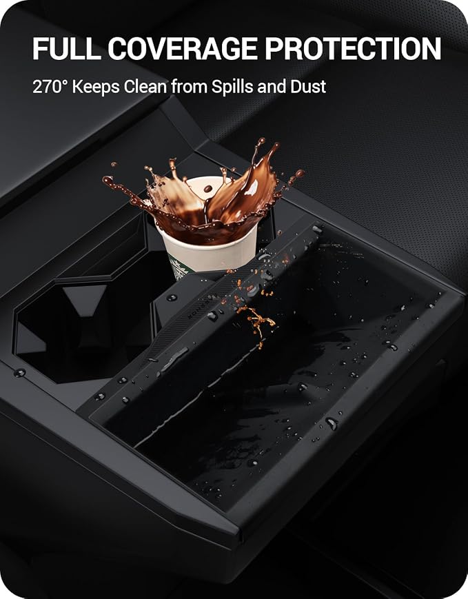 BASENOR 2026 Center Console Wireless Charging Pad Mat for Tesla Cybertruck | Proprietary Design, Anti-Slip Silicone Organizer Cover, Waterproof & Dustproof for 2024-2026 Tesla Cybertruck Accessories - Image 5