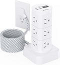 Surge Protector Power Strip Tower, 10FT Extension Cord, Slim Flat Plug | Office Desk Supplies, with Multiple Outlets(12 AC Outlets), 1875W/15A Overload Protection, Dorm Room Essentials by Mifaso