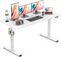 Large Electric Standing Desk, Gaming Desk, 55 x 24 Inch, White | Height Adjustable Computer Desk with Smart Controller, Sit and Stand Up Table for Home, Office, Work, Study, Writing by Zontera
