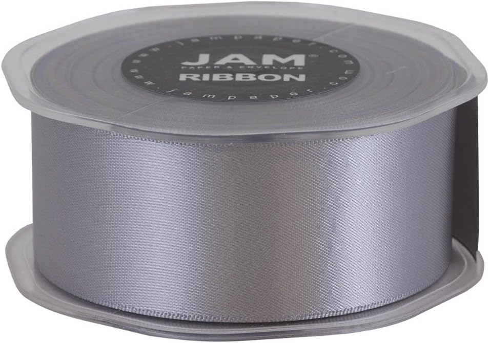 JAM PAPER Double Faced Satin Ribbon - 1 1/2 Inch Wide x 25 Yards - Silver - Sold Individually - Image 4