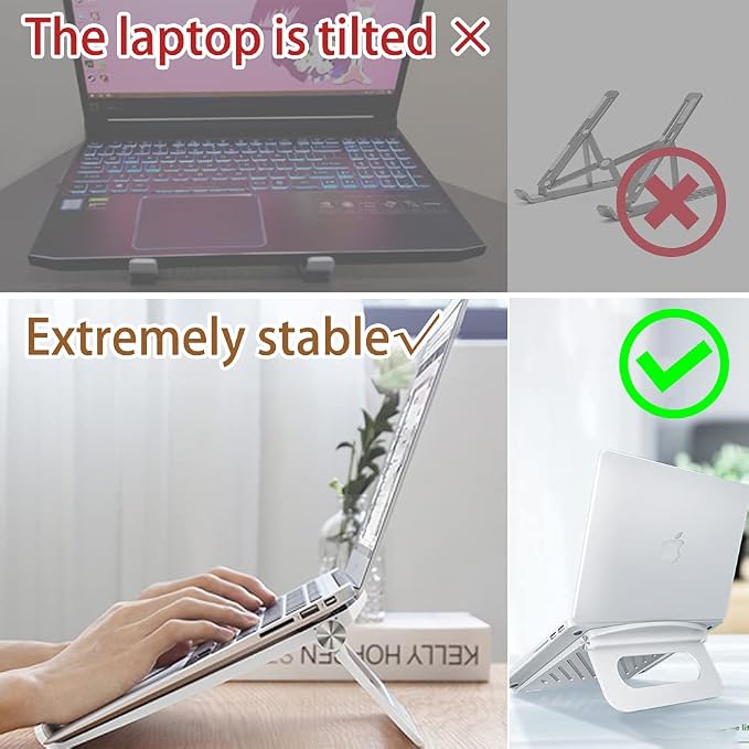 Laptop Stand for Desk Stable Foldable Adjustable Multi-Angle Desktop Holder | Computer Ventilated Lapdesks Riser for Mackbook, Lenovo, Dell, iPad, HP - Within 17' (black) - Image 2
