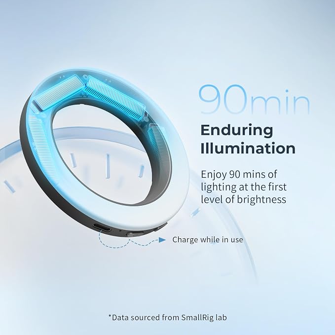 SmallRig Vibe P30 67mm Ring LED Video Light, Compact Bi-Color Light with High CRI ≥90, for 67mm Phone Mounts/Cases/Lenses, for Content Creation, Universal Threaded Filter Adapter Kit 5203 - Image 6