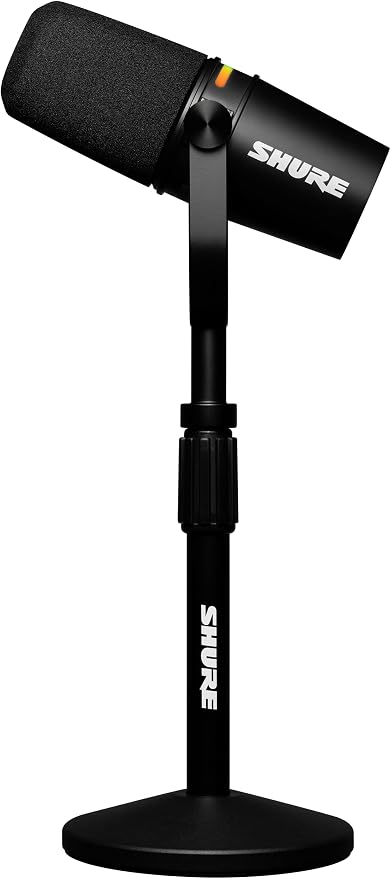 Shure MV7+ USB-C & XLR Podcast Dynamic Mic with Stand - Black | OBS-certified USB-C and XLR dynamic mic with stand, LED touch panel, auto level and pop filter for podcasting - Image 8