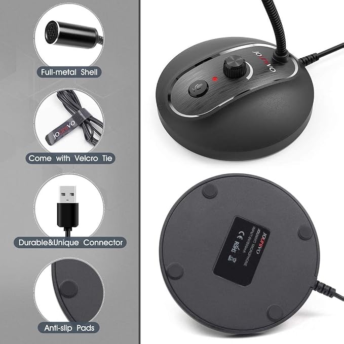 USB Computer Microphone with Mute Button, Plug&Play Condenser, Desktop, PC, Laptop, Mac, PS4 Mic -360 Gooseneck Design -Recording, Dictation, YouTube, Gaming, Streaming - Image 3