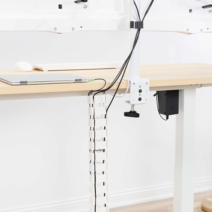 VIVO Under Desk Vertebrae Cable Management Kit, Adjustable Quad Entry Flexible Cord Organizer for Home Office, White, DESK-AC01C-W | Adjustable Quad Entry Flexible Cord Organizer for Home Office - Image 5