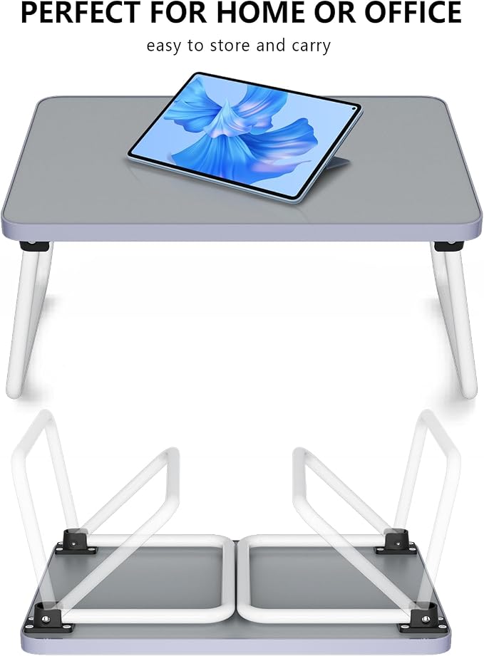 Foldable Lap Desk, Laptop Stand Bed Table Tray for Couch | Portable Breakfast Serving Tray, Lightweight Mini Lap Table, Works Great as Tablet Desk for Working, Reading & Writing, Gray - Image 7