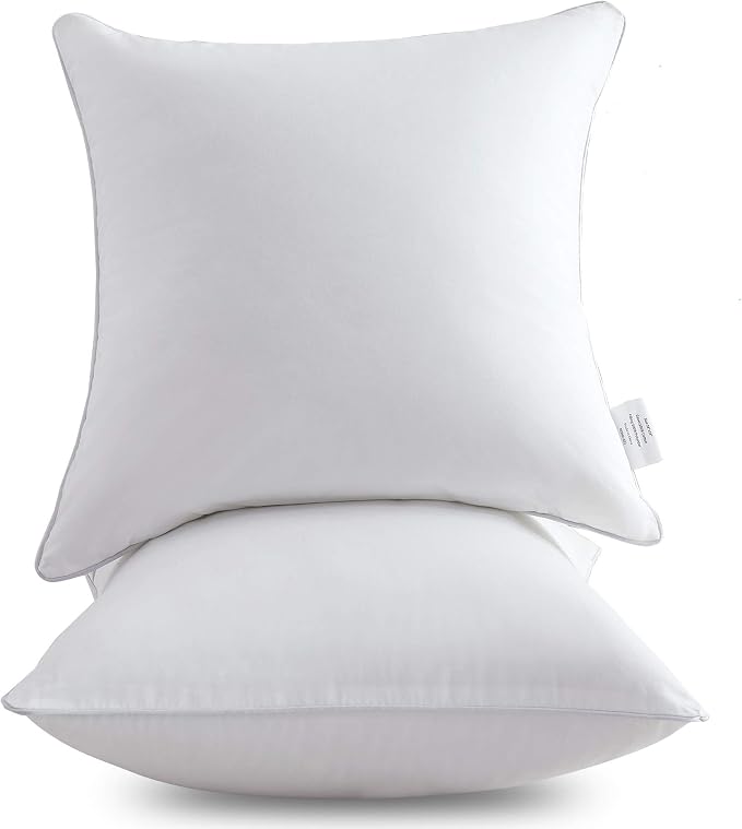 Oubonun 16 x 16 Throw Pillow Inserts Set of 2-100% Cotton Cover - White Couch Bed Decorative Pillow Pair - Image 9