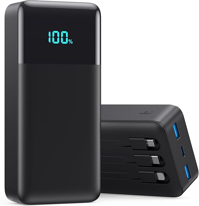 Portable Charger 50800mAh Power Bank with 3 Built in Cables,25W PD QC4.0 Fast Charging USB C Battery Pack,6 Outputs 2 Inputs Travel Essentials Portable Phone Charger for iPhone 17/16/15,Google,Android by AONIMI