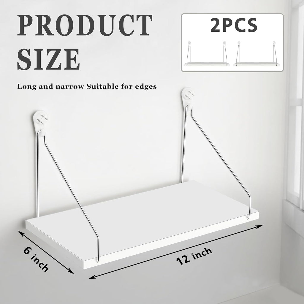 CroBlissful 2 Pcs 12 x 6 Inch Projector Shelf for Wall, White - Image 2