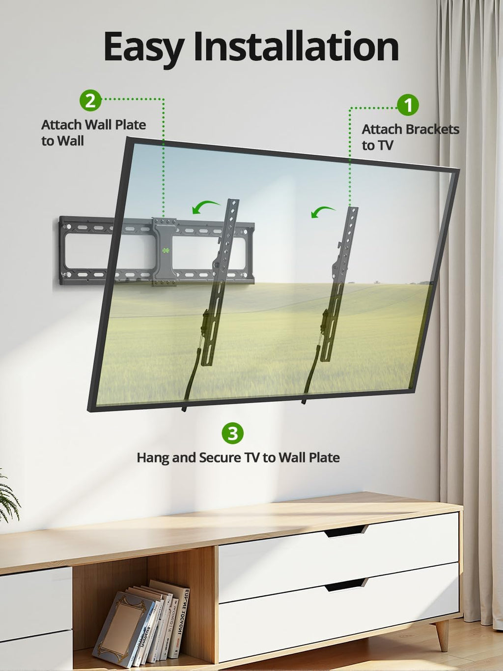 USX MOUNT Tilting TV Wall Mount for Most 37"-95" Flat Curved Screen Television, TV Bracket with Max VESA 600x400mm up to 132lbs, Low Profile Tilt Mount for 16", 24" Stud - Image 8