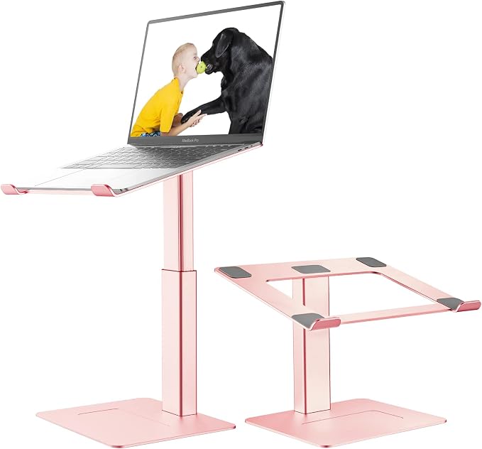 Laptop Stand for Desk, Ergonomic Aluminum Laptop Stand Adjustable Height from 7-15", Sitting and Standing Laptop Riser for 10-17" Notebook by VECOFO
