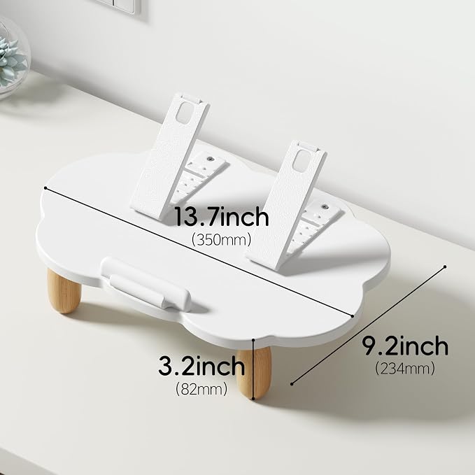 AFOOYO Adjustable Wood Laptop Stand, Ergonomic Height Angles Computer Stand, Cloud-Shaped Holder Riser Notebook Stand for Desk Compatible with Air, Pro, Dell, HP, Lenovo More 10-17.3" Laptops, White - Image 7