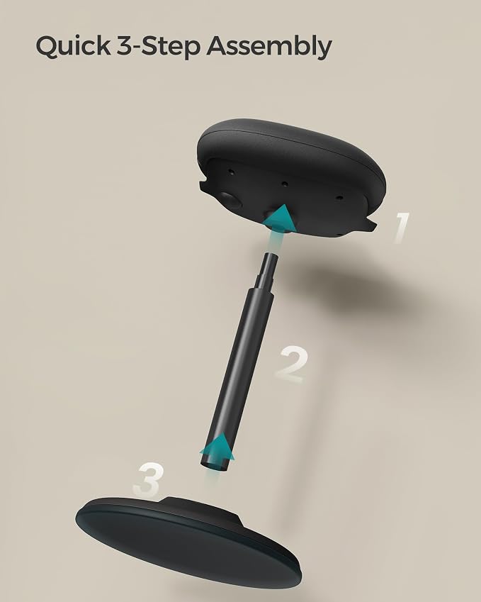 SONGMICS Ergonomic Wobble Stool, Height Adjustable Standing Desk Stool 23.6-33.3 Inches, Swivel Balance Chair with Non-Slip Base, Standing Chair, for Active Sitting, Office, Home, Ink Black UOSC02BK - Image 7