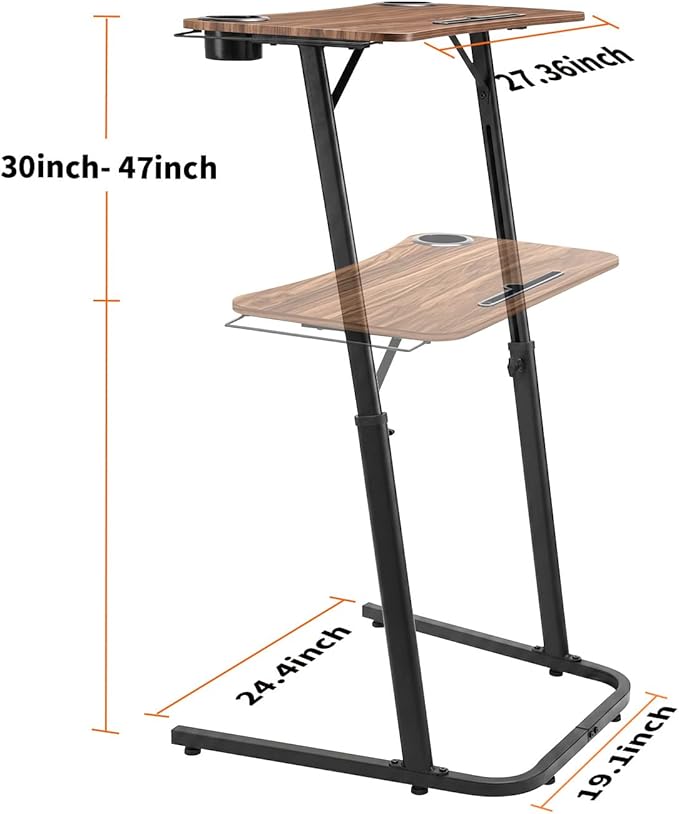 Stepwaver Treadmill Desk, Small Standing Desk for Walking Pad, 30-47 Inch Adjustable Height Walking Pad Stand for Treadmill, Portable Standing Table for Bike - Brown - Image 2
