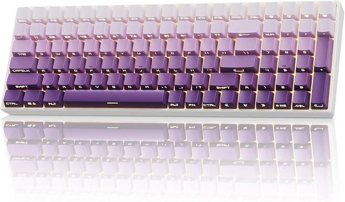 ZORNHER ZH100 Wireless Mechanical Keyboard,98% Purple Creamy Keyboard with Number Pad,Full Size Gaming Keyboard,Lighted Up PBT Dipped Keycaps,Creamy Sounding Linear Switches by Zornher