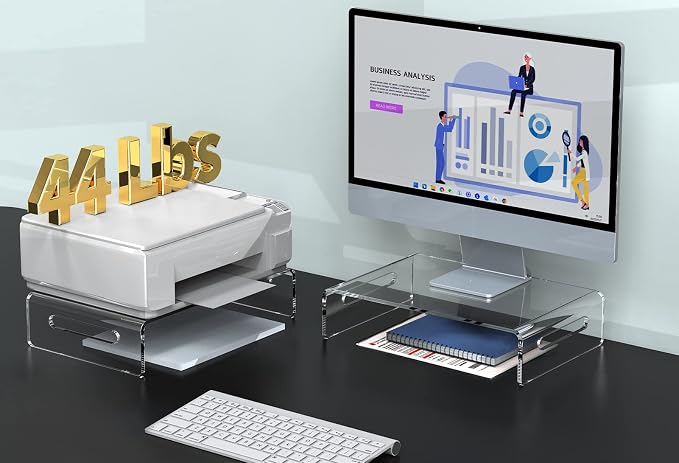 Zimilar 2 Pack Monitor Stand Riser, Acrylic Monitor Stand for Computer | Laptop, Printer, Notebook, Premium Clear Laptop Stand Acrylic Monitor Riser for Home Office, Monitor Stands for 2 Monitors - Image 2