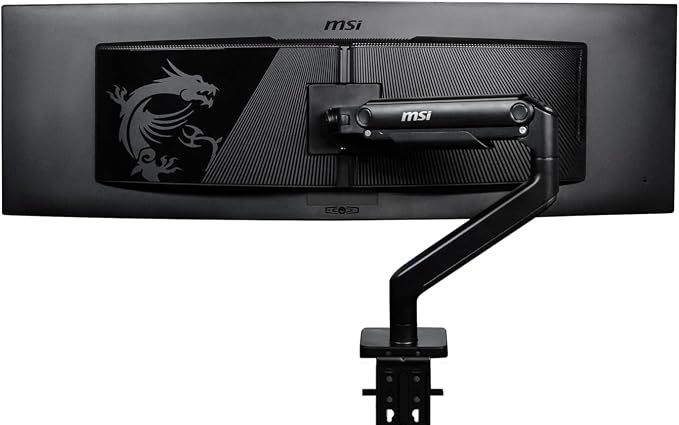 MSI MAG MT201 - Premium Heavy Duty Single Monitor Stand Arm, Supports 17-49" Screens and 44 lbs, VESA Compatible, Adjustable Spring Assisted Mount, Clamp & Grommet, Quick Release Plate - Black by Unknown