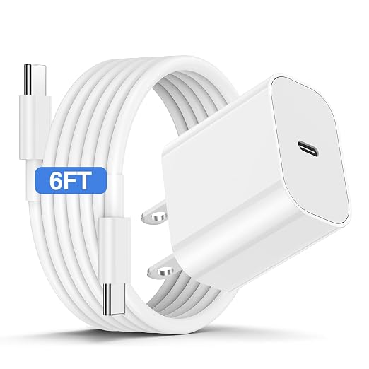 iPhone 17 16 15 Fast Charger and 6ft Type C to C Cable Cord Long, 20W USB C Charging Block Plug for Apple iPhone 17 Pro Max/17 Air/16 Pro/16 Plus/15 Pro/15 Mini/iPad Power Adapter Cube Brick/AirPods by CSXZCOON