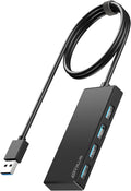 USB Hub, Multiport USB Splitter Adapter, 2 ft Long Cable USB 3.0 Hub, USB Extender for Laptop, PC, iMac, Surface Pro, MacBook, Mac Pro, Flash Drive, XPS, Mouse, HDD, Black, HJ-Black-0.5M-001 by ANYPLUS