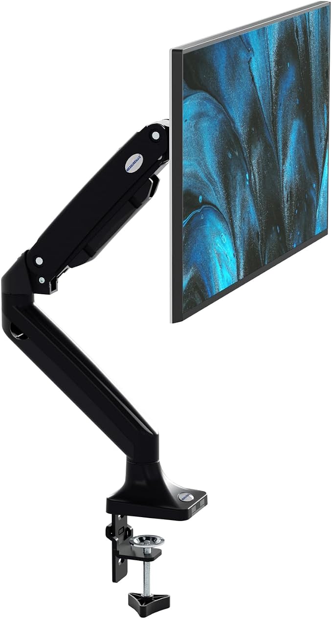 MEASUREMAN Premium Gas Spring Monitor Desk Mount, Full Motion Articulating Single Arm for Ergonomic Height Adjustment | Fits 17 to 35 Inch Screens up to 22 lbs, VESA 75x75 & 100x100mm by MEASUREMAN