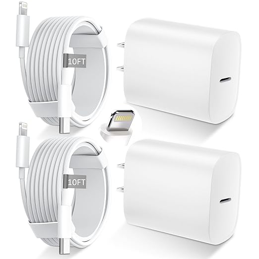 iPhone 14 13 12 11 Charger Fast Charging 20W USB C Charger Type C Charger Fast Charging Block with 10FT Long USB C to Lightning Cable for iPhone 14/13/12/12 Pro Max/11/Xs Max/XR/X,AirPods Pro,2 Pack by DiHines