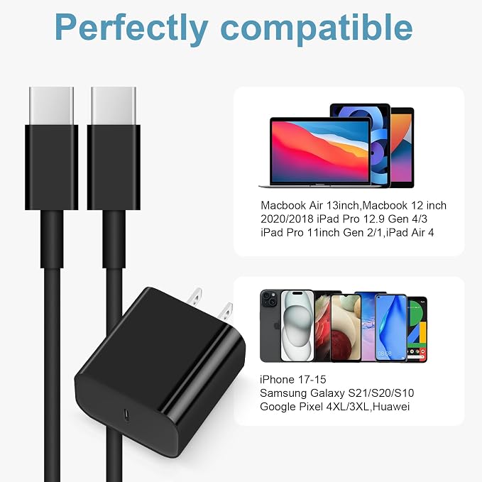 iPhone 17 16 15 Charger Fast Charging 3 Pack USB C Charger Block | Type C Chargers 6FT Cord Wall Chargers Compatible with iPhone Air/17/17 Plus/17 Pro/17 Pro Max/16/16 Plus/16 Pro (Black) - Image 5