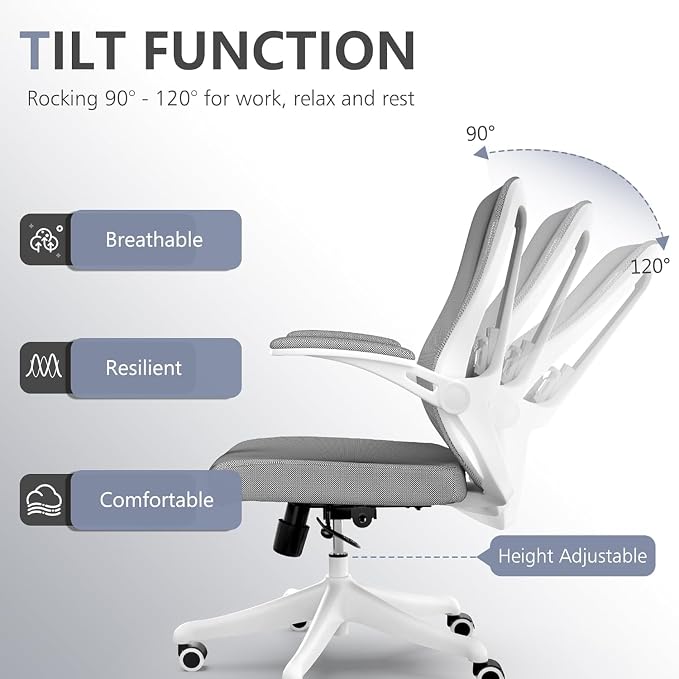 Ergonomic Office Desk Chair High Back Mesh Computer Chair Adjustable Chair | 360° Swivel Adjustable Lumbar Support & Flip-Up Armrests capacity 300 lbs capacity - Image 5