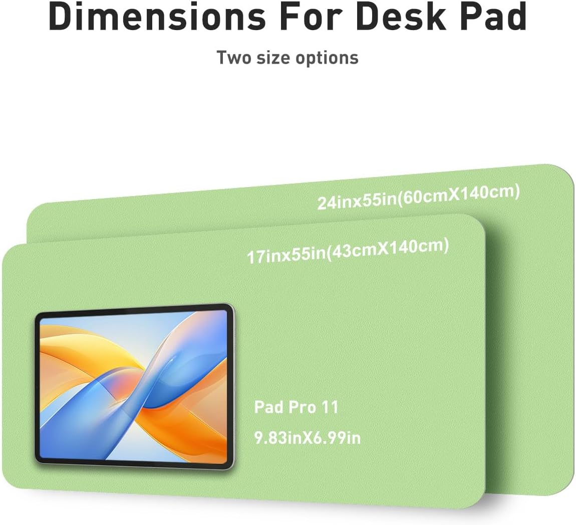 Aothia Faux Leather Desk Mat - Non-Slip PU Leather Desk Blotter, Waterproof Writing Surface, Large Desk Pad for Office & Home (Foam Green, 55" x 17") - Image 5