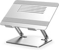 BoYata Laptop Stand, Adjustable Aluminum Riser for 15-Inch Laptops, Silver | Slide-proof silicone pads and protective hooks provide stable support for MacBook, notebooks and laptops up to 15 inches by Boyata