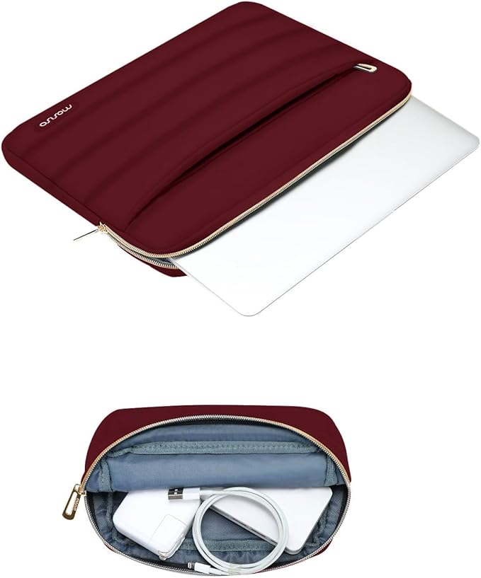 MOSISO Laptop Case 13.3 inch,13-13.3 inch Puffy Laptop Sleeve Carrying Case | Compatible with MacBook Neo/Air 13.6/Pro 13/14, HP Dell ASUS Lenovo, Polyester Horizontal Bag with Small Case, Red - Image 3