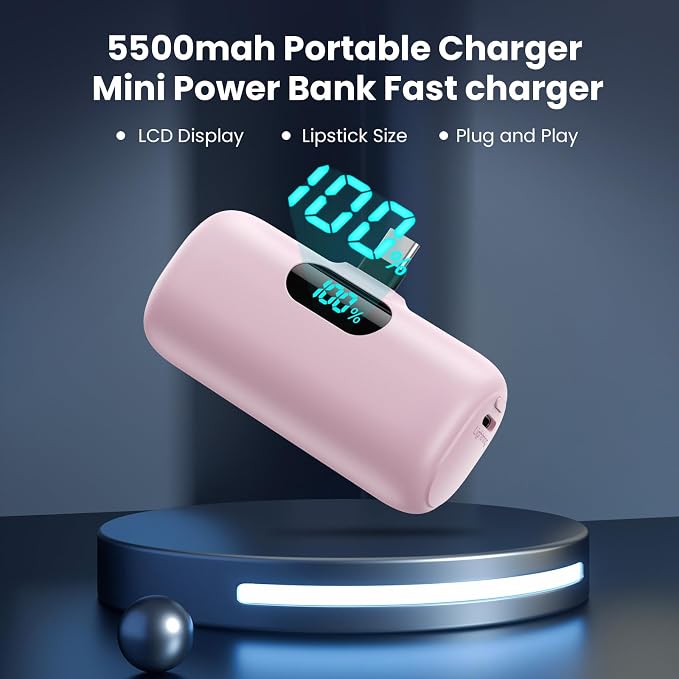 Mini Portable Charger Power Bank for iPhone 17/16/15 Series, 5500mAh PD USB C Cell Phone Portable Power,Travel Essentials Battery Pack for iPhone 17/17 Air/16/16 pro/15 Series/Android/Samsung Galaxy - Image 3
