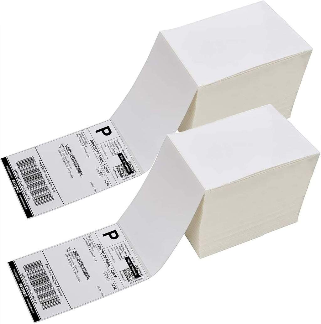 Immuson 4 x 6 Direct Thermal Shipping Labels with Perforations, 2000 Fanfold Labels, Permanent Adhesive, White Mailing Labels for Thermal Printer by Immuson