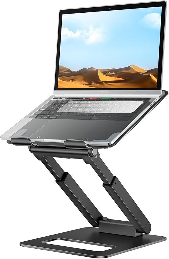 tounee Laptop Stand for Desk Adjustable Height, Telescopic Computer Stand with Pull Out Design Ergonomic Laptop Riser Fits All Laptops 10-17"-Black by tounee