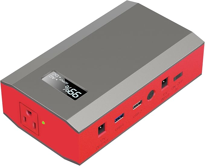 Portable Power Bank with AC Outlet, 65W Portable Laptop Charger Backup | 110V External Battery Power Pack Fast Charging Power Source for Outdoor RV Tent Camping Home Smart Device Emergency -Grey Red by ZeroKor