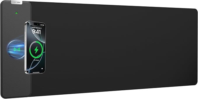 Magnetic Wireless Charging Mouse Pad, 31.5"x11.8" Large Desk Mat | Waterproof Mousepad, Smooth Glide, Stitched Edge, Non-Slip Rubber Base, Desk Pad Computer Keyboard Mat, No Adapter by abcmat