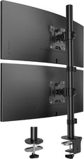 HUANUO Vertical Dual Monitor Mount, Stacked Monitor Stand for 2 Monitors with Height Adjustment Computer Monitor Arm Supports Two 17 to 32 Inch with C Clamp Each Desk Mount Hold up to 17.6lbs by HUANUO