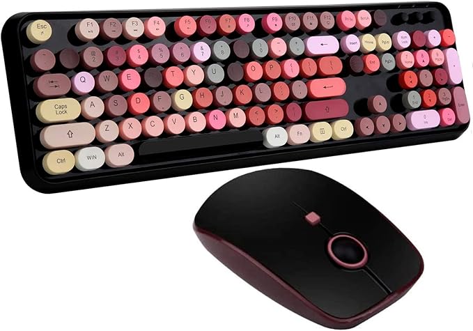 Keyboard and Mouse Sets, Wireless, Reliable 2.4 GHz Connectivity for PC,Laptop,Smart TV and More (Black Colorful) by FOPETT
