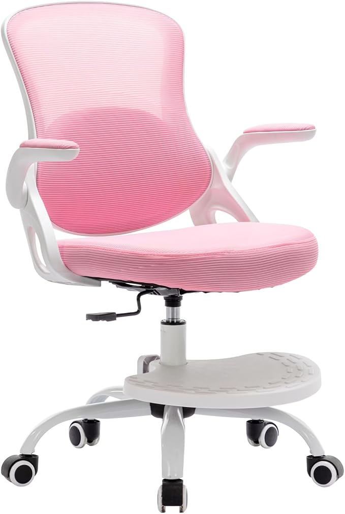 Kids Desk Chair,Ergonomic Study Chair with Adjustable Height,Swivel Mesh Desk Chair with Wheels,Home Office Chair for Children in Home Bedroom Pink - Image 7